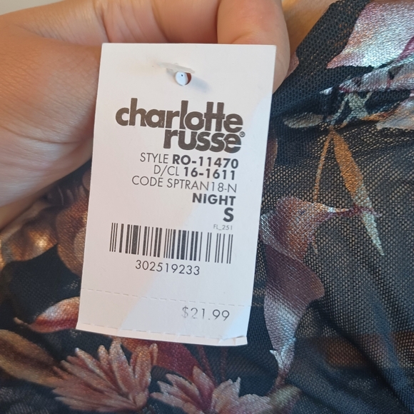 Charlotte Russe  Women's Sheer Floral Top - Picture 3 of 3